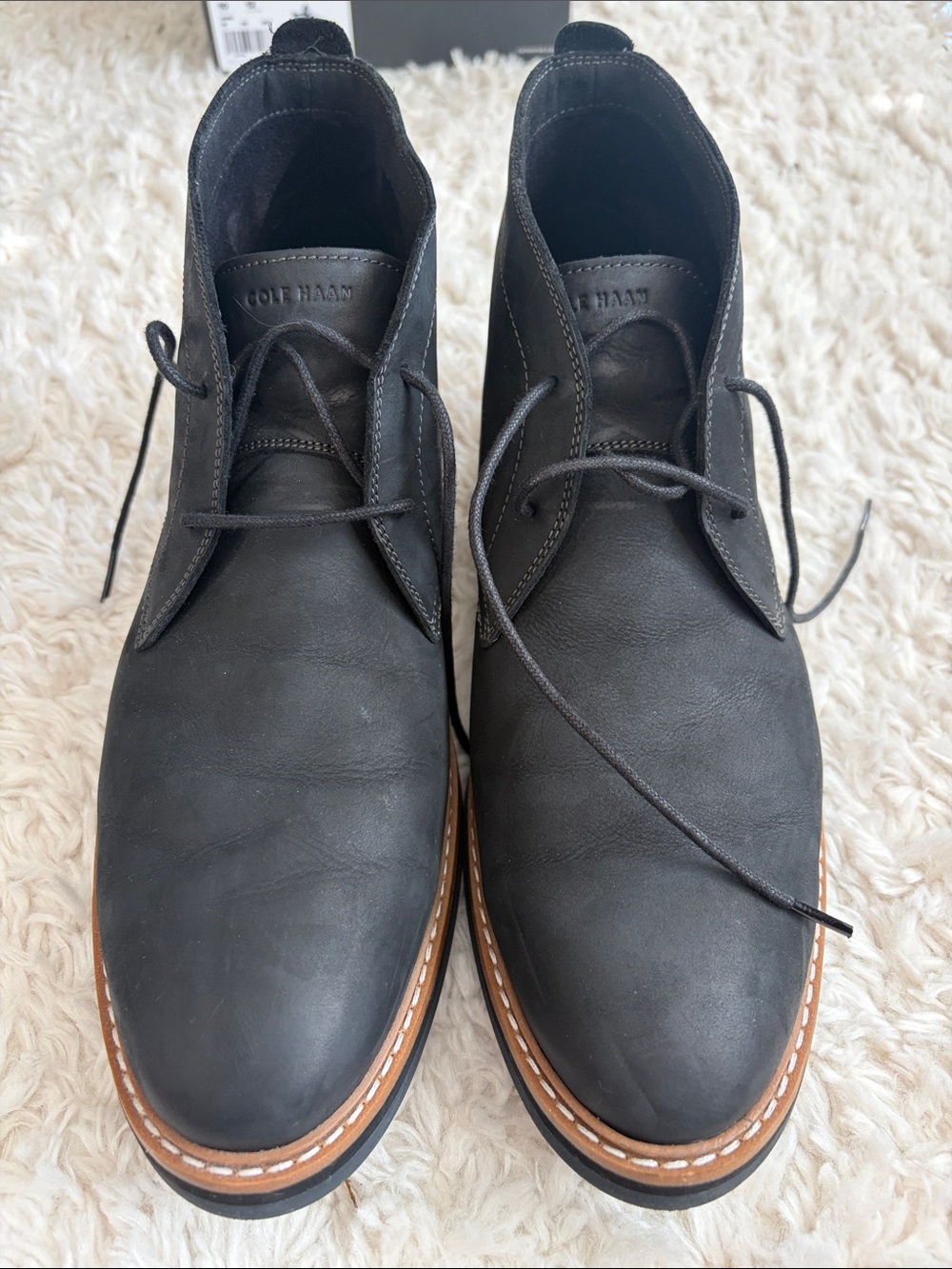 Cole Haan Black Leather Men’s Chukka Boots with Tan Welt (worn 1 time)